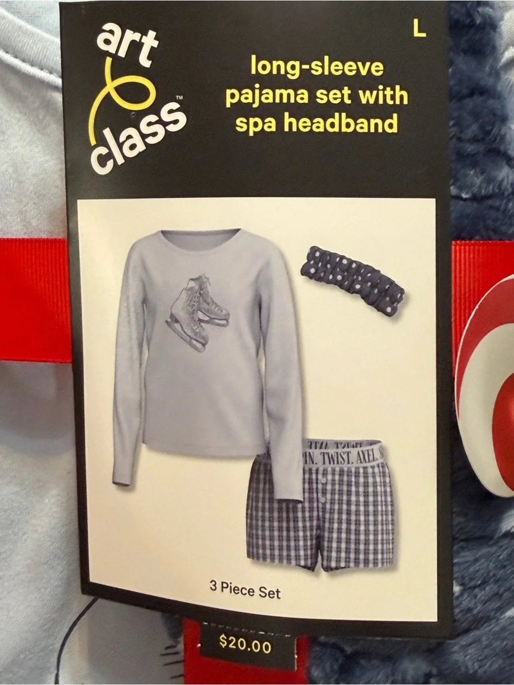 art class Light Blue Long-Sleeve Kids Pajama Set with Spa Headband - Light Blue
